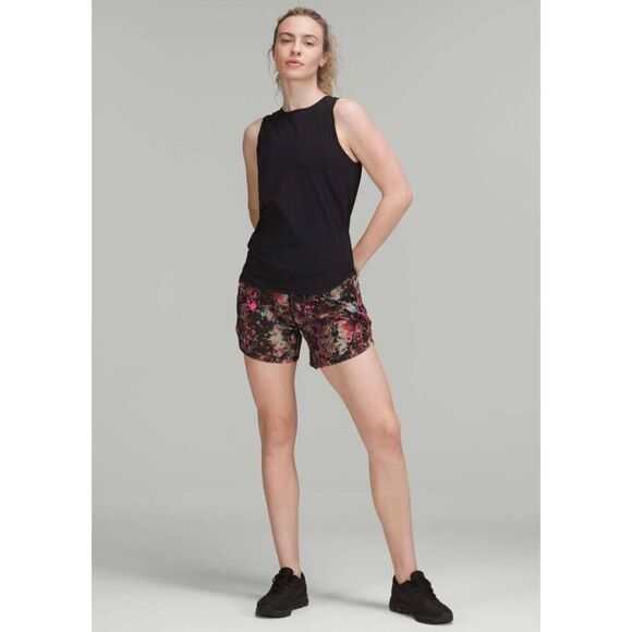 Lululemon Track That Mid-Rise Lined Short 5" in Stencil Blossom Red Multi - Picture 5 of 15